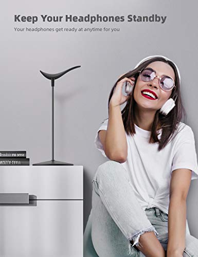 Lamicall Headphone Stand Desktop Headset Holder, Elegant Earphone Stand | Unique Appearance Design, Ultra Sturdy, Multi-Scenario Use for All Headset like Airpods Max, HyperX, Beats, Senn heiser - color: Black