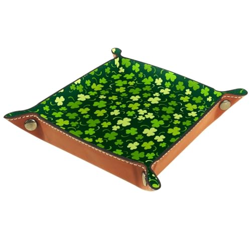 Shamrock Clover Pattern Dice Tray PU Leather Dice Rolling Tray Folding Dice Holder for Dice Games, Like RPG, DND and Other Table Games - color: Multi 9