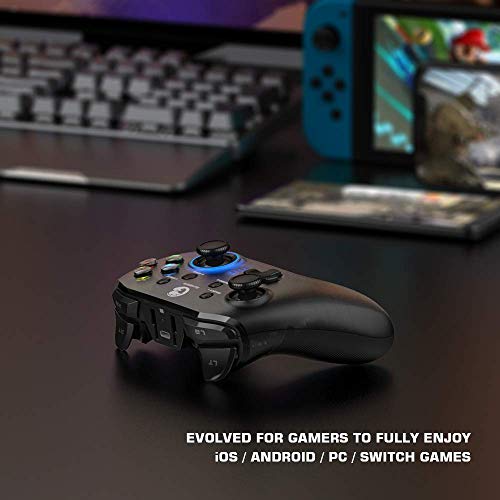GameSir T4 pro Wireless Bluetooth Game Controller for Windows 7 8 10 PC/iOS/Android/Switch, Dual Shock USB Mobile Phone Gamepad Joystick for Apple Arcade MFi Games, Semi-Transparent (Renewed)