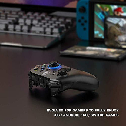 GameSir T4 pro Wireless Bluetooth Game Controller for Windows 7 8 10 PC/iOS/Android/Switch, Dual Shock USB Mobile Phone Gamepad Joystick for Apple Arcade MFi Games, Semi-Transparent (Renewed)