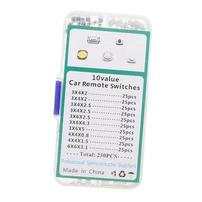 BESTOYARD 250pcs Car Switch Buttons Tactile Push Button Switch Kit Arcade Game Parts Replacement for Automotive