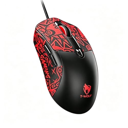 Wired Gaming Mouse, 7200 Adjustable DPI, 6 programmable Buttons, 3 Million-Click lifespan, 1.5-Meter Braided Cable, red Non-Slip Grip pad—for PC Gaming and Office use