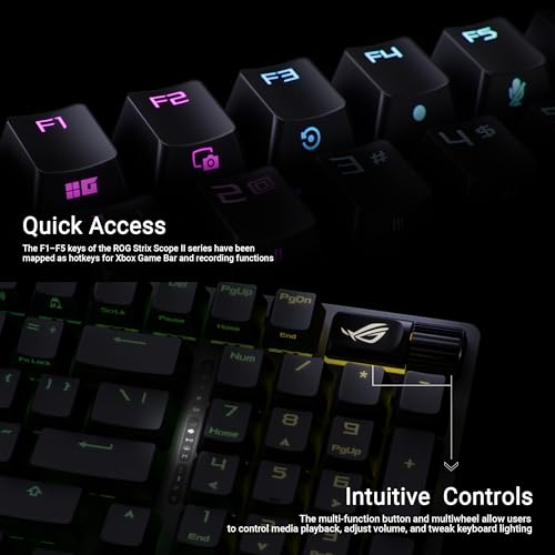 ASUS ROG Strix Scope II 96 Wireless Mechanical Gaming Keyboard – 96% Full-Size, Tri-Mode Connectivity, Hot Swappable Pre-lubed ROG NX Snow Linear Switches, PBT Keycaps, RGB, PC/Mac Support-Black - color: Black, size: Snow Linear, style: Strix Scope II 96