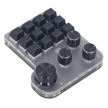banapoy 12 Key Mechanical Gaming Keyboard, USB Mini One Handed Programming Macro Keypad with 4 Knobs BT 2.4G Keyboard for PC Laptop