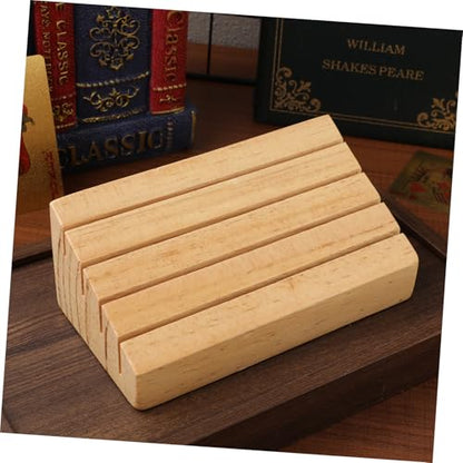 Toddmomy Wooden Playing Card Holder Sloped Tabletop Display Stand for Game Cards Rustic Design with Multiple Slots for Easy Access and Organization for