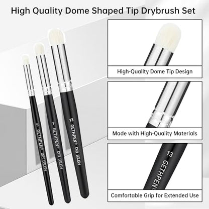 GETHPEN Dry Brush Miniature Painting Set, 5 Sizes Hobby Detail Paint Brush | Drybrush Set, 5PC Hobby Drybrush Paint Brush, Miniature Watercolor Oil Painting,Model, Beginners & Artists - size: 5 Sizes
