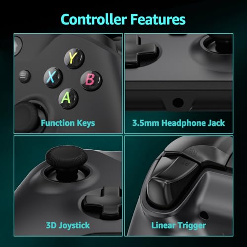IWGAME Wired Controller for X-BOX/PC, Hall Effect Joysticks&Triggers Gamepad with Turbo, 3.5mm Headphone Jack/Dual Vibration, Compatible with X-BOX One/S/X, X-BOX Series S/X, PC, IOS, Android Platforms(Black, 7.2ft) - color: Black