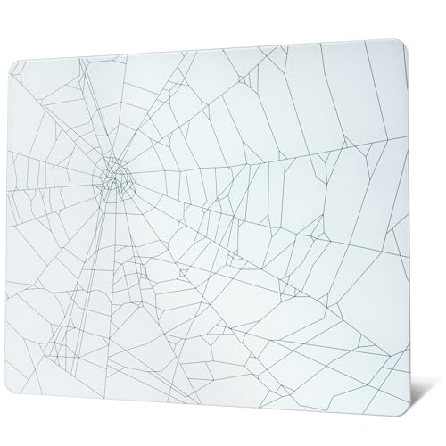 XVX Glass Mousepad for Gaming, White Spider Webs Hard Gaming Mouse Pad, Professional Large Mouse Mat 16.2" x 12.2", Special Glass Surface with Improved Precision and Speed - color: White(Spider Webs)