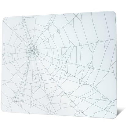 XVX Glass Mousepad for Gaming, White Spider Webs Hard Gaming Mouse Pad, Professional Large Mouse Mat 16.2" x 12.2", Special Glass Surface with Improved Precision and Speed - color: White(Spider Webs)