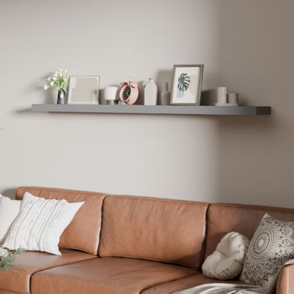 60 inch Long Floating Shelves for Wall,Solid Wood Long Shelves Set of 1,Grey Rustic Wall Mounted Shelves Large Bookshelf (Grey, 60 Inch) - color: Grey, size: 60 Inch set of 1