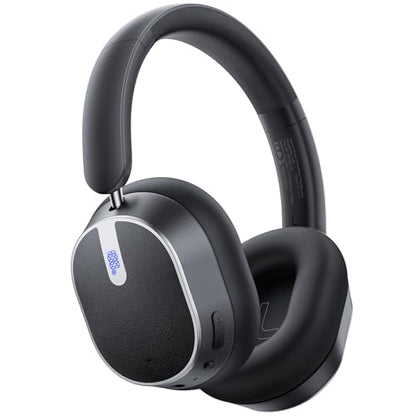 Hybrid Active Noise Cancelling Headphones, 120H Playtime Bluetooth Over Ear Headphones, Bluetooth 6.0 Wireless Headset with Display, 6 ENC Mic, Hi-Res Audio, Transparency Mode for Travel Game Black