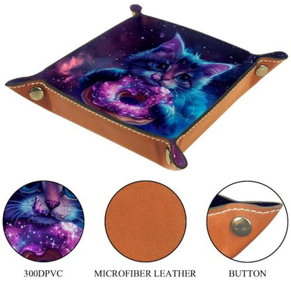 Galaxy Cat and Donut Dice Tray Dice Rolling Tray Folding Dice Holder for Dice Games, Like RPG, DND and Other Table Games - color: Multi 18
