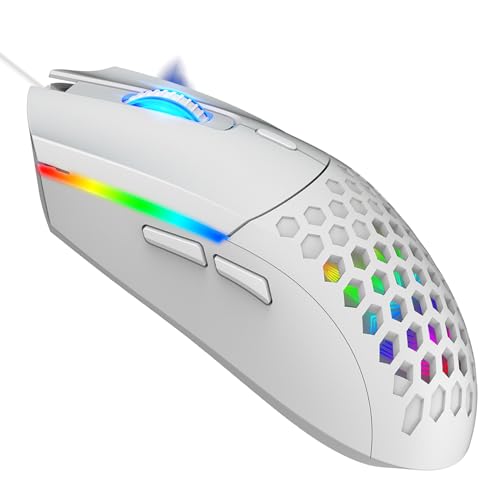 Cuifati Hollow Design RGB Backlit Wired Mouse, Ergonomic 6400DPI Optical Gaming Mouse 6 Buttons USB Plug Play, Lightweight 99g Computer for Gaming and Work, Premium ABS Durable (S500 Black) - color: S500 Black