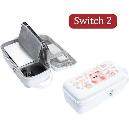 QUBAMG Switch 2 Dock Case Compatible with Nintendo Switch 2（2025）, Fit Joy-Con,AC Adapter, Adjustable Stand & Game Cartridges,Portable Travel Case with Zipper Hard Shell for Switch Console Pro - color: Switch 2 White 2