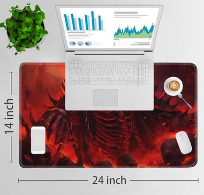 JVGFYNKL MTG Playmat + Drawstring Travel Pouch + 6 Dice Counter, for Tabletop Trading Card Game Playmats or Large Mouse Pad, Anti-Slip Rubber 24 x 14 in, King of Skeletons TCG Playmat - color: JV-Playmat-1-F-154