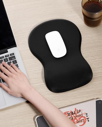 Ergonomic Mouse Pad with Wrist Rest, Mouse Pad Wrist Support(11.8L x 8W) | Large Size and Thick Mouse Mat, Hard Base, Non-slip - color: Black