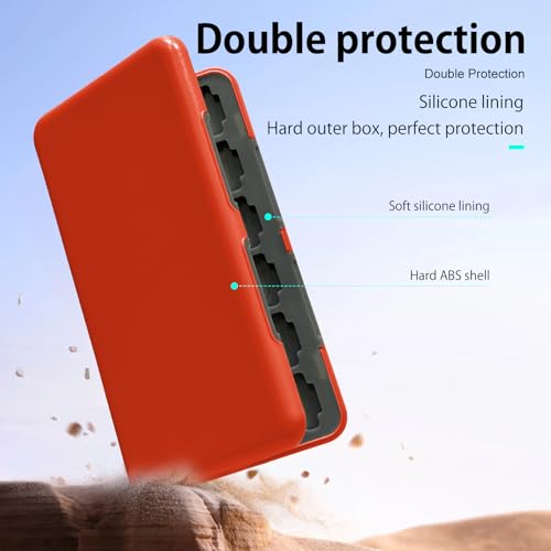 ONETIAOLONG Switch Game Case Holder for Switch 2 & OLED & Lite with 24 Cartridge Slots and 48 Micro SD Card Storage with Magnetic Closure,Protective Hard Shell and Soft Lining for Easy carrying - color: Red, style: 24-slots