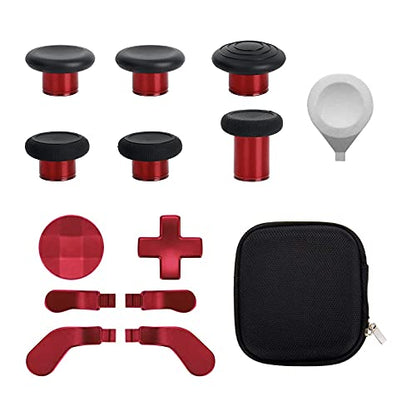 13 in 1 Metal Thumbsticks for Xbox One Elite Series 2, Elite Series 2 Controller Accessory Parts, Gaming Accessory Replacement, Metal Mod 6 Swap Joystick, 4 Paddles, 2 D-Pads, 1 Tool (Plating Red) - color: Red