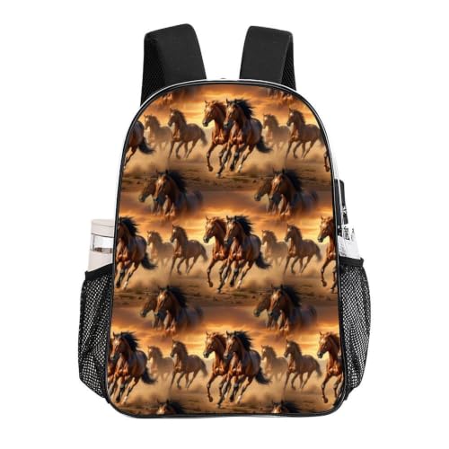 Waterproof Clear Beach Backpack Large Capacity PVC See Through Bag | Stadium Approved, Animal Running Wild Horse Designs, Large Capacity, Daypack for Travel College Beach - color: Pattern (842)