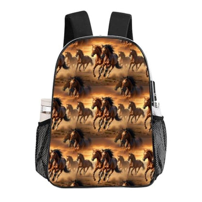 Waterproof Clear Beach Backpack Large Capacity PVC See Through Bag | Stadium Approved, Animal Running Wild Horse Designs, Large Capacity, Daypack for Travel College Beach - color: Pattern (842)