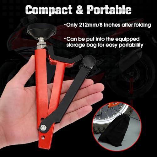 Motorcycle Stand Rear Wheel Stand,Foldable Convenient Dirt Bike Lift Universal for All Most Dirt Pit Bike Motorcycle Naked Cruiser Red