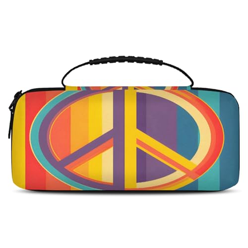 Adornori Rainbow Peace Sign Carry Case Compatible with Nintendo Switch 2, with 20 Games Cartridges, Portable Travel Carrying Case Pouch for Accessories & Game Cards - color: Multicolor 2