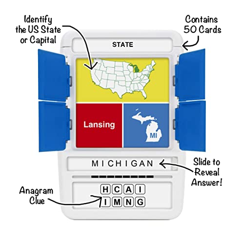 US States & Capitals Flash Cards | All 50 States and Capitals to Learn | Fun and Functional Case | Ultimate Flashcards for United States Geography | Card Games for Kids and Adults | Ages 6+ - style: US States & Capitals