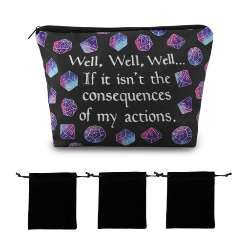 Funny Games Dice Storage Bags for Women Men Tabletop Game Lover Gamers Birthday Gifts Tabletop Role Playing Lover Travel Makeup Skincare Toiletry Bags 4 PCS Velvet Dice Storage Pouch - color: Well Dice