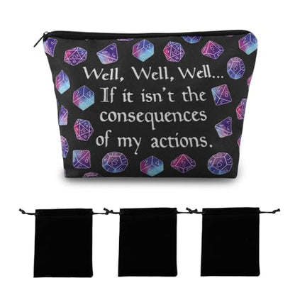 Funny Games Dice Storage Bags for Women Men Tabletop Game Lover Gamers Birthday Gifts Tabletop Role Playing Lover Travel Makeup Skincare Toiletry Bags 4 PCS Velvet Dice Storage Pouch - color: Well Dice