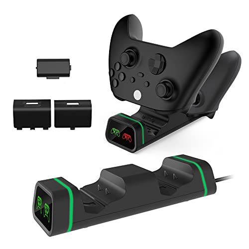 Controller Charging Station for Xbox One, Controller Charger with 2 x 800mAh Rechargeable Battery Packs Compatible for Xbox One/One X/One S/Elite Wireless Controllers…