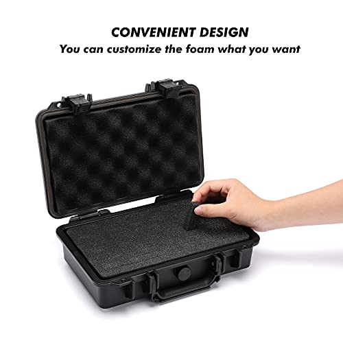 CASOMAN 11.5-Inch Water-Proof & Explosion-Proof Box, with Cush- Proof Sponge, IP67 Water Proof Grade, Customizable Foam - size: 11.5" X 8.3" X 3.9"