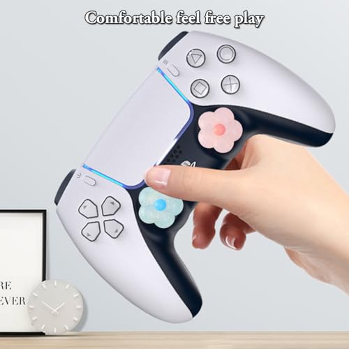 PERFECTSIGHT Cute Glitter Flowers Thumb Grip Caps for Switch 2, PS5, PS4, Xbox Series X/S, Xbox One, Switch PRO Controller, 4PCS Kawaii Soft 3D Analog Thumbsticks Grips Joystick Cover - color: Glitter Flowers
