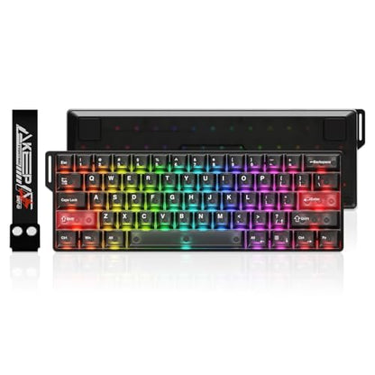 DAREU COOL60 60% Hall Effect Gaming Keyboard with Magnetic Switch, SOCD, 0.01mm Actuation Adjustable Rapid Trigger,8000 Hz Polling, Frosted Transparent Keycaps, Hot-swap, RGB Backlit - color: Black
