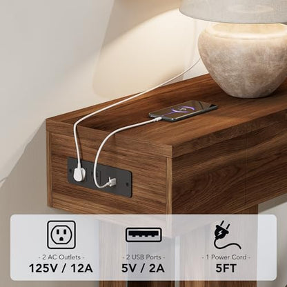 63 Inch Long Console Table w/Outlets & USB Ports, Narrow Rectangular Sofa Table Behind The Couch, Farmhouse Entryway Table for Entrance, Hallway, Living Room(Brown with Outlet) - color: Brown, style: With Socket