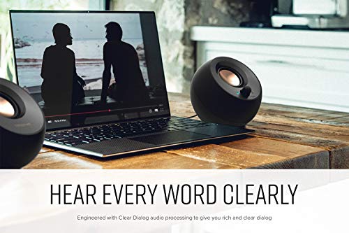 Creative Pebble V3, 2.0 USB-C Desktop Speakers, Bluetooth 5.0, Black | Bluetooth 5.0, USB-C, 2.0 Speaker, Clear Dialog, 8W RMS, USB-A Adapter, Desktop Speakers, Stereo, Black - color: Black