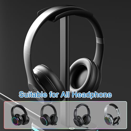 Headphone Stand for Desk - Headset Stand Headphone Holder (RGB-Black) | with Aluminum Hanger and Plastic Headrest, headphone holder for AirPods Max, Sony, Bose, Beats and More - color: RGB-Black