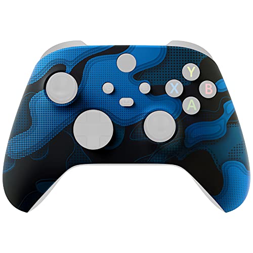 eXtremeRate Replacement Shell for Xbox Series X & S Controller - Unleash Your Style - Blue Black Camouflage Custom Acessories Front Housing Cover for Xbox Core Controller - color: Camouflage Blue Black