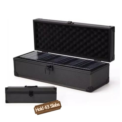 Trading Card Storage Case for Graded Cards, Holds 43 Magnetic Card Holders or Card Slabs, Hard Shell Card Organizer Box with Foam Protection for Sports Cards & Collectible Trading Cards