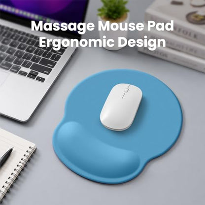Mouse pad with Wrist Rest,Relieving Pain Memory Foam Computer pad, Ergonomic Desktop Mouse, Silicone Material Mouse pad, with Non-Slip PU Base (Blue) - color: blue