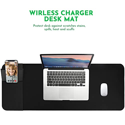 Wireless Charging Mouse Pad with Phone Holder Gaming Mousepad Desk Mat 15W Qi Fast Charging Pad Ultra-Smooth Surface Non-Slip Extended Premium Black Computer Keyboard Mat for MacBook PC Laptop - color: Wireless Charging