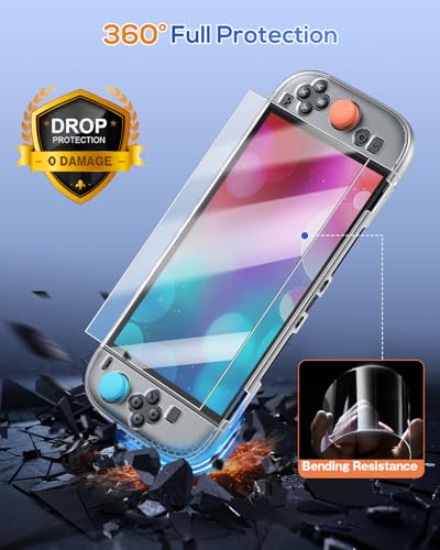 FYOUNG Protective Case for Nintendo Switch 2 2025, Slim Hard Shell | Switch 2 Case Accessories, Scratch&Shock Protection Cover with Screen Protector, 8 Thumb Grip(Matte White, Switch 2 7.9inch) - color: Matte White