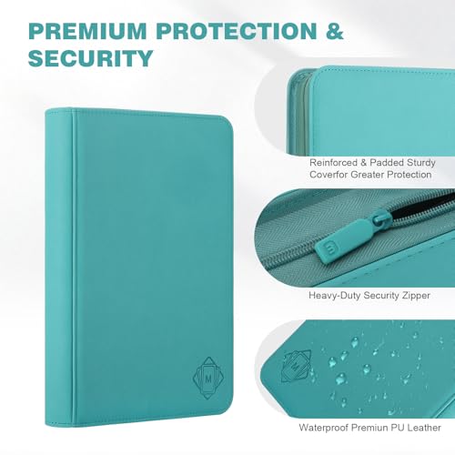 Trading Card Binder with 9 Side Loading Pocket Card Album Hold Up to 540 Cards PU Card Collection Binder, Collectible Albums Card Folder for MTG, TCG, Sports Cards（9-Cyan） - color: 9-Cyan