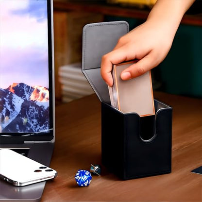 Yookeer 4 Pieces Leather Deck Card Boxes Cards Deck Game Box for Collectible Playing Card Box Compatible with MTG Commander(White, Black, Purple, Yellow,Vertical) - color: White, Black, Purple, Yellow, style: Vertical