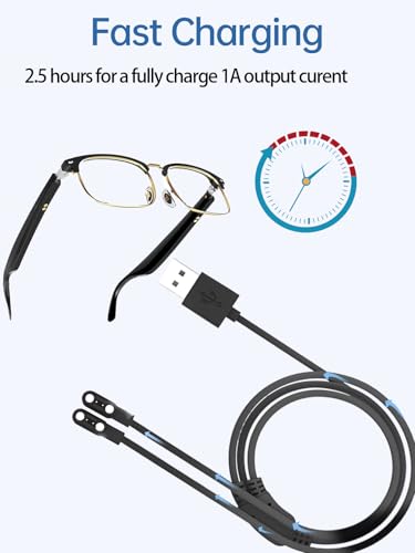 Charging Cable for Enzriev Voice Control Smart Glasses-Bluetooth Sunglasses, Magnetic USB Charging Cable USB Flexible Charging Cord Cable Accessories for Enzriev ，(2 Pack)