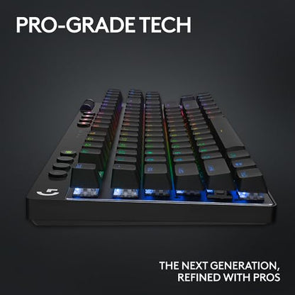 Logitech G PRO X TKL Lightspeed Wireless Gaming Keyboard (Linear) - Black | Lightspeed wireless, Ultra-Portable Tenkeyless Design, LIGHTSYNC RGB, PBT keycaps, Linear Switches - color: Black, size: TKL - Wireless, style: Linear