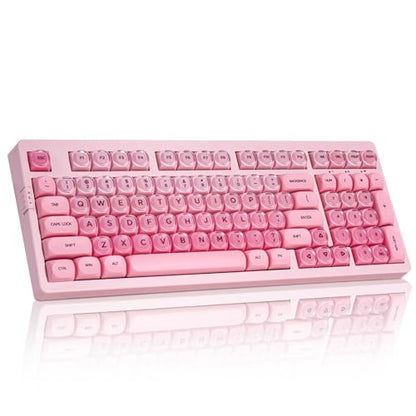 ZORNHER ZH980 Foundation Mechanical Keyboard,95% Pink Creamy Keyboard with Number Pad,Cute Jelly MOA Profile Keycaps,Loud Keyboard Clicky Blue Switches,Hot-Swappable - color: Pink Foundation, size: Clicky Switch