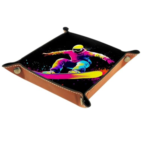 Dice Trays Sport Snowboard Holder Storage Box for Dice Games Like RPG DND, Leather Dice Holder Portable Folding Rolling Dice Tray, 16x16cm - color: Multi 7