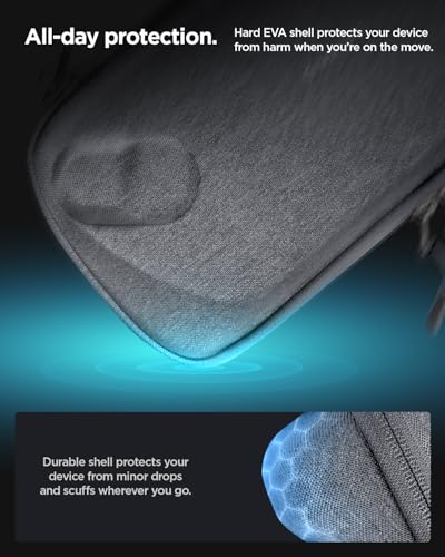 Spigen for Slim Carrying Case Compatible with 2025 ASUS ROG Xbox Ally/Ally X, Slim One-Layer Pouch with Grip Bump, G-Hook and Strap Keeper, Inner Screen Protector, Back Storage Pocket - Charcoal Gray - color: Charcoal Gray