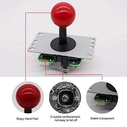 Arcade Joystick Gamepad DIY Joystick Arcade Game Fighting Stick Replacement Parts Pin Circuit Board with Ball Head - color: Red