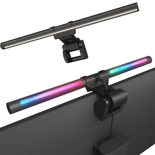 RGB Monitor Light Bar, 16.54'' USB LED Desk Lamp,Home Office Gaming | No Glare Eye-Care Dual Light Reading Screen Lamp,Ra95 Computer Lamp Work with Alexa and Google Assistant - style: RGB Backlight